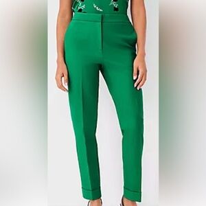 NWT Ann Taylor The High Rise Ankle Pants Cuffed Vibrant Teal Green Size 4 Curvy